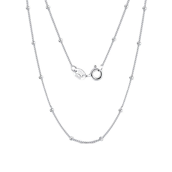 Wholesale Ladies S925 Sterling Silver Side Beaded Chain Necklace With Geometric Pattern Pendant And Electroplating Treatment