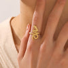 Wholesale Ladies' Serpentine Stainless Steel Ring With Animal Zodiac Pattern 18K Gold Plated