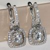Wholesale Ladies Shining Zircon Geometric Copper Platinum Plated Earrings
