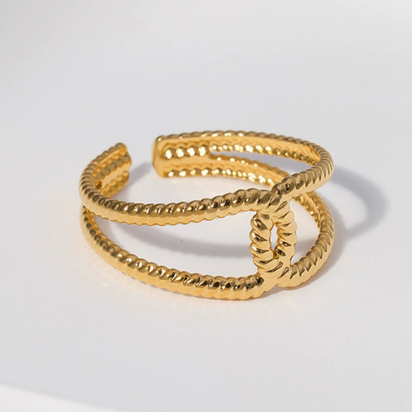 Wholesale Ladies Simple Cold Wind Geometric Stainless Steel Ring With Electroplating