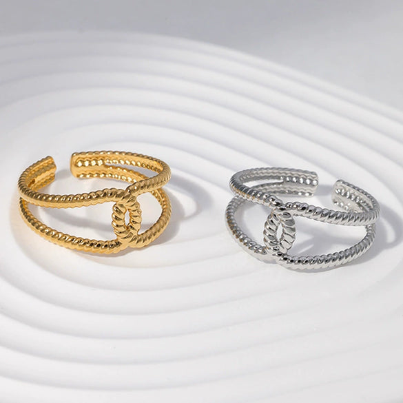 Wholesale Ladies Simple Cold Wind Geometric Stainless Steel Ring With Electroplating