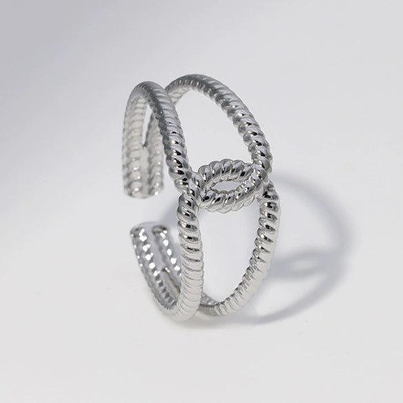 Wholesale Ladies Simple Cold Wind Geometric Stainless Steel Ring With Electroplating