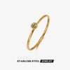 Wholesale Ladies Simple Popular Joker Diamond Birthstone Stainless Steel Geometric Ring With Electroplating
