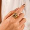 Wholesale Ladies Simple Popular Joker Diamond Birthstone Stainless Steel Geometric Ring With Electroplating
