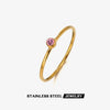 Wholesale Ladies Simple Popular Joker Diamond Birthstone Stainless Steel Geometric Ring With Electroplating