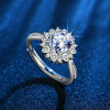 Wholesale Ladies Simple Popular Proposal Ring With Flower Pattern Silver Plated Electroplated Moissanite