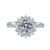 Wholesale Ladies Simple Popular Proposal Ring With Flower Pattern Silver Plated Electroplated Moissanite