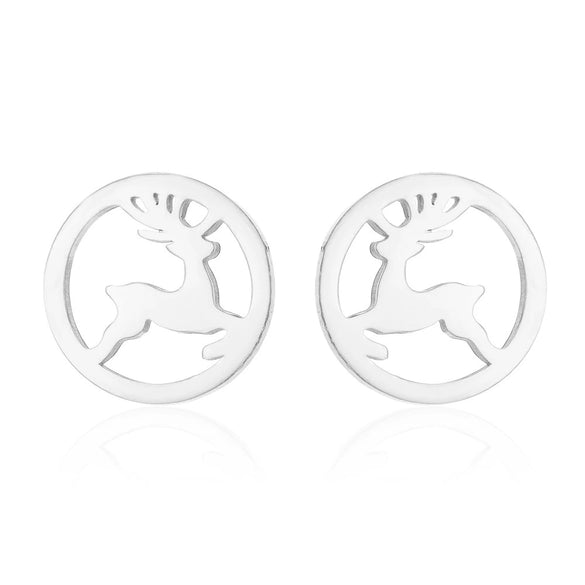 Wholesale Ladies Simple Stainless Steel Electroplated Christmas Tree Earrings