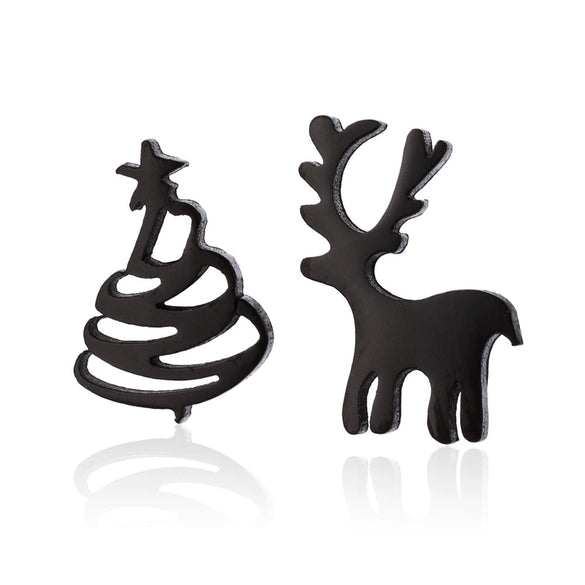 Wholesale Ladies Simple Stainless Steel Electroplated Christmas Tree Earrings
