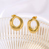 Wholesale Ladies Small Round Stainless Steel Earrings With Geometric Pattern 18K Vacuum Plated In Furnace Fragrant Style Full Of Personality