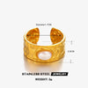 Wholesale Ladies Stainless Steel And Pearl Geometric Wide Face Hammer Ring With Electroplating And Retro Style