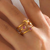 Wholesale Ladies Stainless Steel And Resin Ring With Star Shape Electroplated Design