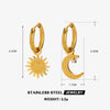 Wholesale Ladies Stainless Steel And Rhinestones Geometric Simple Asymmetric Moon Sun Electroplated Earrings