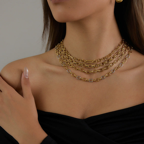 Wholesale Ladies Stainless Steel And Titanium Steel Handmade Necklace With Electroplating Light Luxury And Joker Pattern