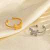 Wholesale Ladies Stainless Steel Animal Zodiac Butterfly Ring 18K Gold Plated