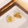 Wholesale Ladies Stainless Steel Bee Insect Earrings With 18K Electroplated Color Retaining Vacuum Plating In Furnace