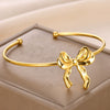 Wholesale Ladies Stainless Steel Bow Electroplated Bracelet With Plants And Flowers Style