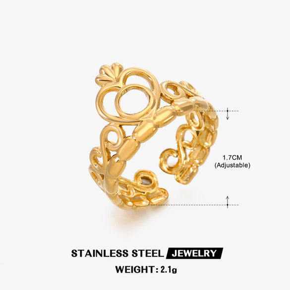 Wholesale Ladies Stainless Steel Crown Ring With Electroplating Process