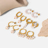 Wholesale Ladies Stainless Steel Earrings With Pearl Geometric Pattern 18K Gold Electroplated Fashion And Personalized