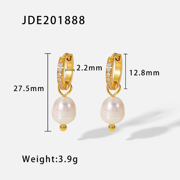 Wholesale Ladies Stainless Steel Earrings With Pearl Geometric Pattern 18K Gold Electroplated Fashion And Personalized
