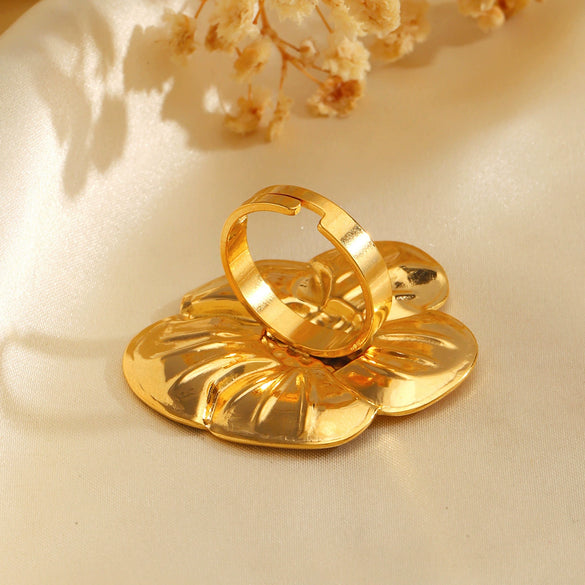 Wholesale Ladies Stainless Steel Electroplated Flower Ring