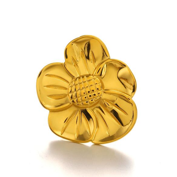Wholesale Ladies Stainless Steel Electroplated Flower Ring