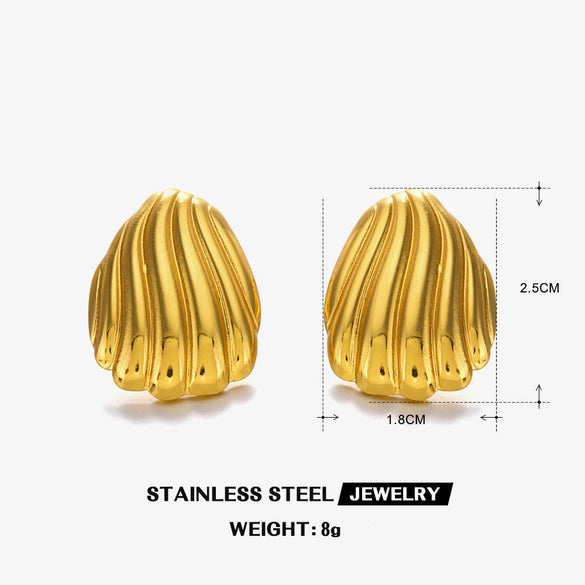 Wholesale Ladies Stainless Steel Exaggerated Retro Geometric Oval Heart Shape Electroplated Earrings