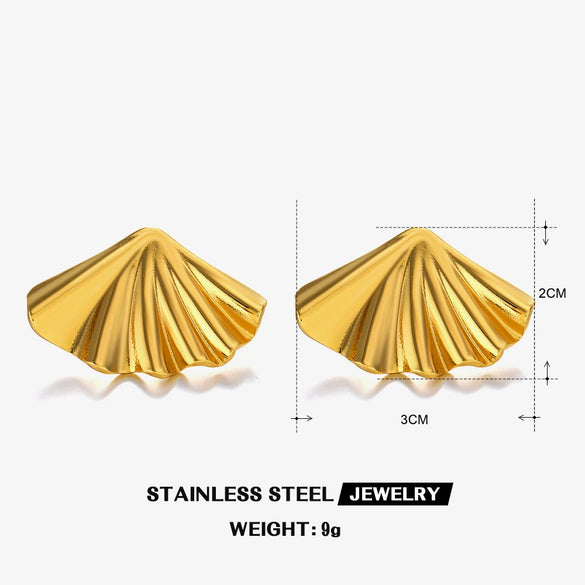 Wholesale Ladies Stainless Steel Exaggerated Retro Geometric Oval Heart Shape Electroplated Earrings