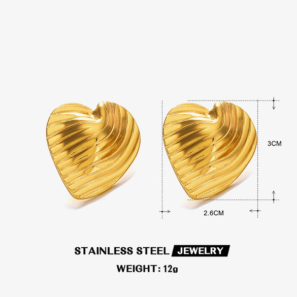 Wholesale Ladies Stainless Steel Exaggerated Retro Geometric Oval Heart Shape Electroplated Earrings