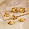 Wholesale Ladies Stainless Steel Exaggerated Retro Geometric Oval Heart Shape Electroplated Earrings