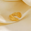 Wholesale Ladies Stainless Steel Feather Opening Adjustable Gold Plated Ring