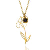 Wholesale Ladies Stainless Steel Flower Necklace Set With Diamonds And O Word Chain
