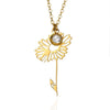 Wholesale Ladies Stainless Steel Flower Necklace Set With Diamonds And O Word Chain
