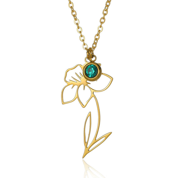Wholesale Ladies Stainless Steel Flower Necklace Set With Diamonds And O Word Chain