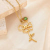 Wholesale Ladies Stainless Steel Flower Necklace Set With Diamonds And O Word Chain