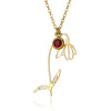 Wholesale Ladies Stainless Steel Flower Necklace Set With Diamonds And O Word Chain