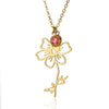 Wholesale Ladies Stainless Steel Flower Necklace Set With Diamonds And O Word Chain