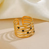 Wholesale Ladies Stainless Steel Geometric Black Drip Adjustable Ring With Electroplating Design