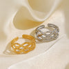 Wholesale Ladies Stainless Steel Geometric Cross Open Ring 18K Gold Plated