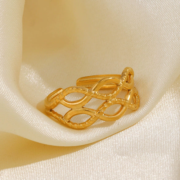 Wholesale Ladies Stainless Steel Geometric Cross Open Ring 18K Gold Plated