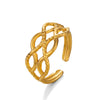 Wholesale Ladies Stainless Steel Geometric Cross Open Ring 18K Gold Plated