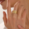 Wholesale Ladies Stainless Steel Geometric Devil's Eye Opening Adjustable Hip Hop Electroplated Ring