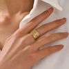 Wholesale Ladies Stainless Steel Geometric Devil's Eye Opening Adjustable Hip Hop Electroplated Ring