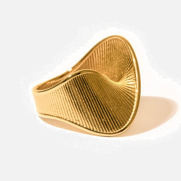 Wholesale Ladies Stainless Steel Geometric Electroplated Twist Closed Ring Fashion Jewelry