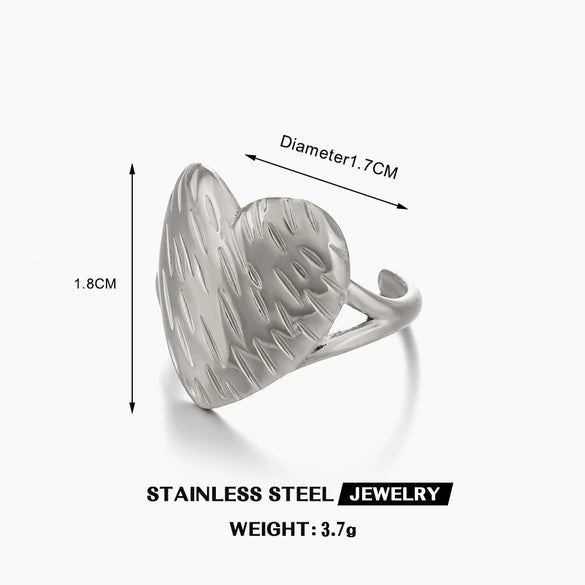Wholesale Ladies Stainless Steel Geometric Heart Ring 18K Gold Plated