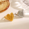 Wholesale Ladies Stainless Steel Geometric Heart Ring 18K Gold Plated