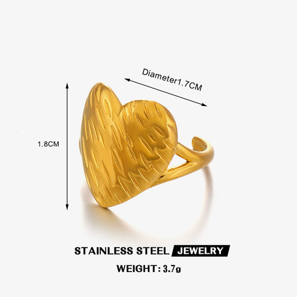 Wholesale Ladies Stainless Steel Geometric Heart Ring 18K Gold Plated