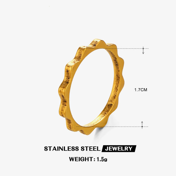 Wholesale Ladies Stainless Steel Geometric Hip Hop Style Ring With Electroplating Treatment
