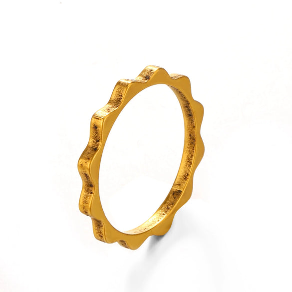 Wholesale Ladies Stainless Steel Geometric Hip Hop Style Ring With Electroplating Treatment