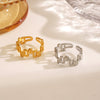 Wholesale Ladies Stainless Steel Geometric Hollow Square Ring 18K Gold Plated